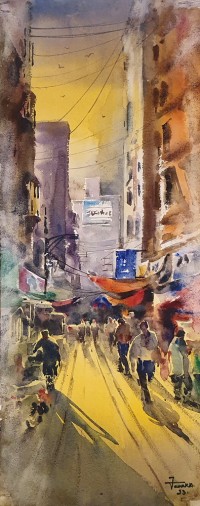 Farrukh Naseem, 11 x 30 Inch, Watercolor On Paper, Seascape Painting,AC-FN-109